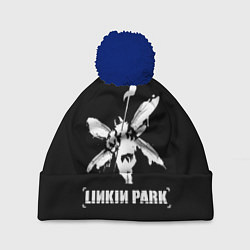 Шапка с помпоном Linkin Park белый, цвет: 3D-тёмно-синий