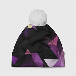 Шапка с помпоном Полигональная магия, цвет: 3D-белый