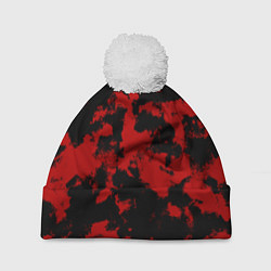 Шапка c помпоном Черно-красная абстракция