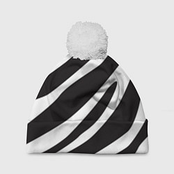 Шапка c помпоном Анималистичный рисунок зебра