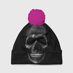 Шапка с помпоном Карбоновый череп, цвет: 3D-малиновый