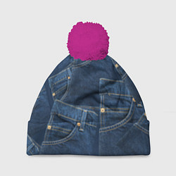 Шапка c помпоном Джинсовка jeans