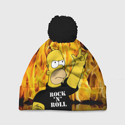 Шапка с помпоном Homer Simpson - Rock n Roll!, цвет: 3D-черный