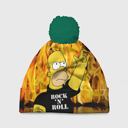 Шапка с помпоном Homer Simpson - Rock n Roll!, цвет: 3D-зеленый