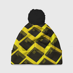 Шапка с помпоном Желтые ступеньки, цвет: 3D-черный
