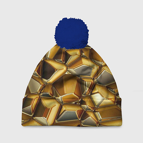 Шапка c помпоном Золотые камни / 3D-Тёмно-синий – фото 1