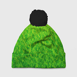Шапка с помпоном Трава зеленая, цвет: 3D-черный