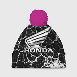 Шапка с помпоном Honda logo арт, цвет: 3D-малиновый