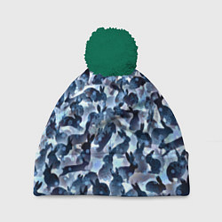 Шапка c помпоном Новогдние кролики