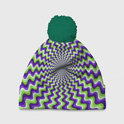 Шапка c помпоном Гипнотические полосы - оптическая иллюзия