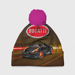 Шапка с помпоном Bugatti на ночной дороге, цвет: 3D-малиновый