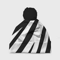 Шапка с помпоном Камуфляж зебры, цвет: 3D-черный