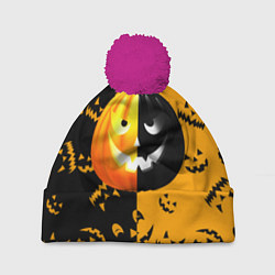 Шапка с помпоном Тыква на Хэллоуин, цвет: 3D-малиновый