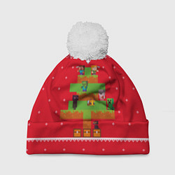 Шапка с помпоном Майнкрафт : Новогодний свитер, цвет: 3D-белый