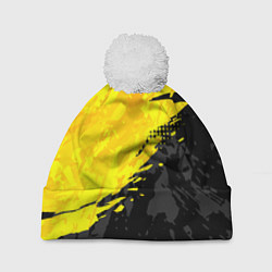 Шапка с помпоном Black and yellow, цвет: 3D-белый