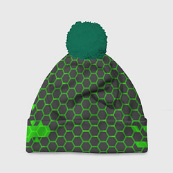 Шапка с помпоном Зеленые плиты, цвет: 3D-зеленый