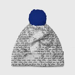 Шапка с помпоном Джон Леннон, портрет и слова песни, цвет: 3D-тёмно-синий