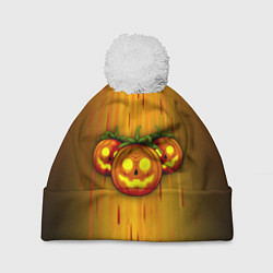 Шапка с помпоном Тыквы-Хэллоуин, цвет: 3D-белый