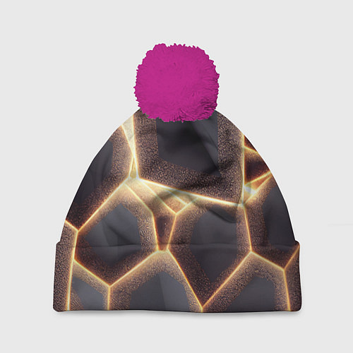 Шапка c помпоном Сотовая лава / 3D-Малиновый – фото 1