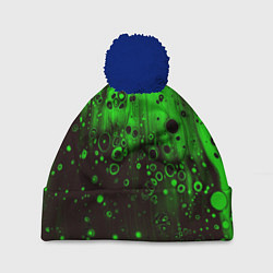 Шапка с помпоном Зелёные краски и вода, цвет: 3D-тёмно-синий