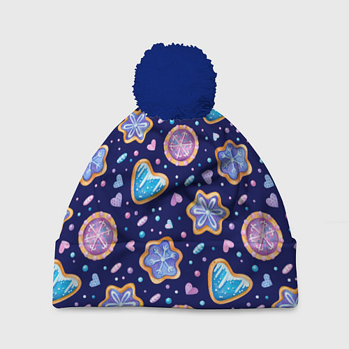 Шапка c помпоном Новогоднее печение / 3D-Тёмно-синий – фото 1