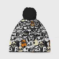 Шапка с помпоном Злобные панды, цвет: 3D-черный