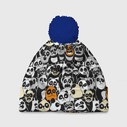 Шапка с помпоном Злобные панды, цвет: 3D-тёмно-синий