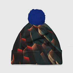Шапка с помпоном Абстрактная геометрия во тьме, цвет: 3D-тёмно-синий