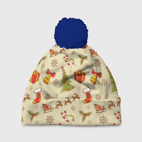 Шапка c помпоном С Новым 2023 Годом / 3D-Тёмно-синий – фото 1