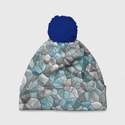 Шапка с помпоном Мозаика из цветных камней, цвет: 3D-тёмно-синий