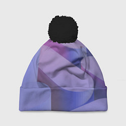 Шапка с помпоном Абстрактные фиолетовые прямоугольники со скругленн, цвет: 3D-черный