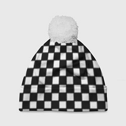 Шапка c помпоном Шахматная доска
