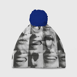 Шапка с помпоном Принт с частью лица, цвет: 3D-тёмно-синий