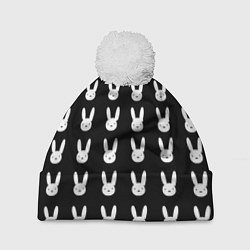 Шапка c помпоном Bunny pattern black