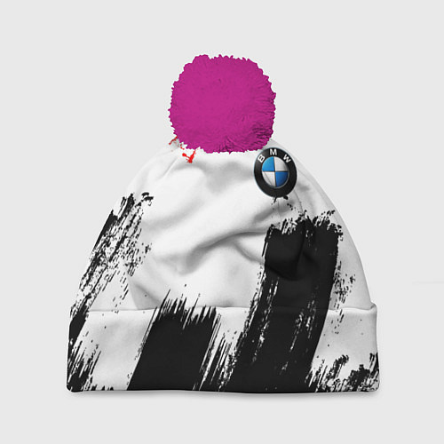 Шапка c помпоном BMW art / 3D-Малиновый – фото 1