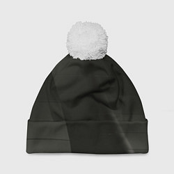 Шапка с помпоном Чёрные геометрические металлические листы, цвет: 3D-белый
