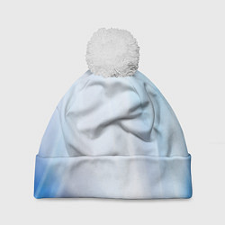 Шапка с помпоном Светлые синие и голубые волны, цвет: 3D-белый