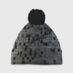 Шапка с помпоном Digital pixel black, цвет: 3D-черный