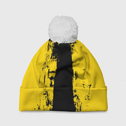 Шапка c помпоном Вертикальная черно-желтая полоса Cyberpunk 2077