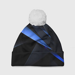 Шапка с помпоном Black blue, цвет: 3D-белый