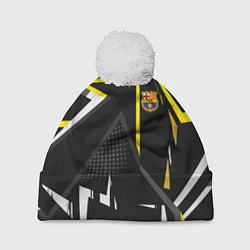 Шапка с помпоном ФК Барселона эмблема, цвет: 3D-белый