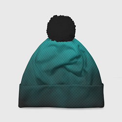 Шапка с помпоном Бирюзово-черный дым - Хуф и Ся, цвет: 3D-черный
