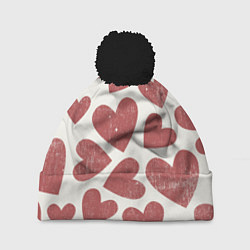 Шапка с помпоном Hearts, цвет: 3D-черный