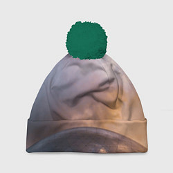 Шапка с помпоном Часть металлической планеты и туман, цвет: 3D-зеленый