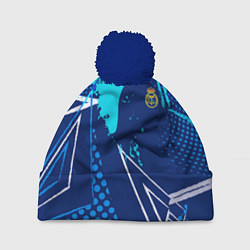 Шапка с помпоном Реал Мадрид фк эмблема, цвет: 3D-тёмно-синий
