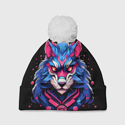 Шапка c помпоном Хитрый синий лис