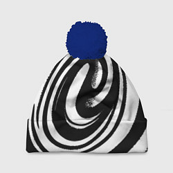 Шапка с помпоном Черно-белая воронка, цвет: 3D-тёмно-синий