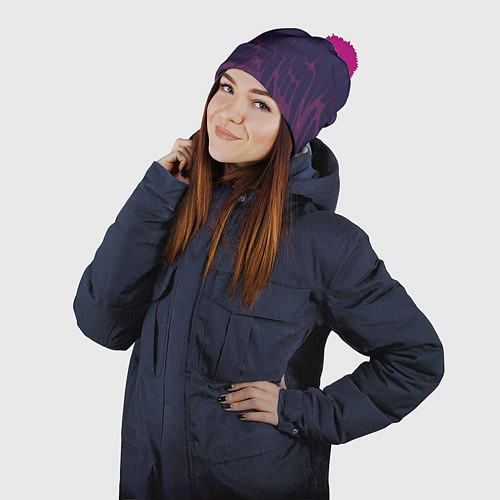 Шапка c помпоном Лучи - фиолетовый и розовый - Хуф и Ся / 3D-Малиновый – фото 2