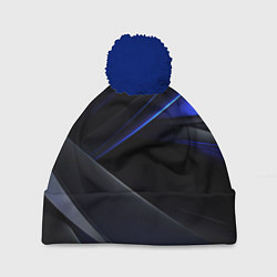 Шапка с помпоном Black blue background, цвет: 3D-тёмно-синий