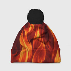 Шапка с помпоном Пламя огня, цвет: 3D-черный